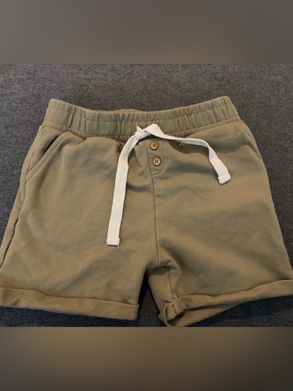 Jamie Kay Olive Green Knit Drawstring Shorts with White Tie